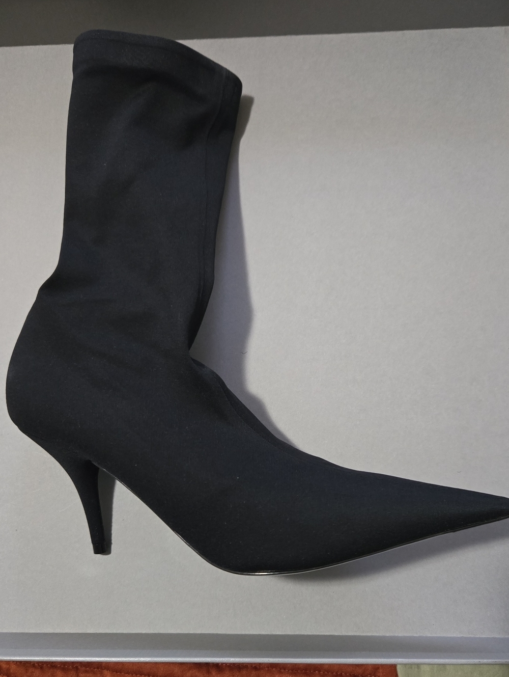 Balenciaga Black Pointed Sock Boot with Slim Stiletto Heel